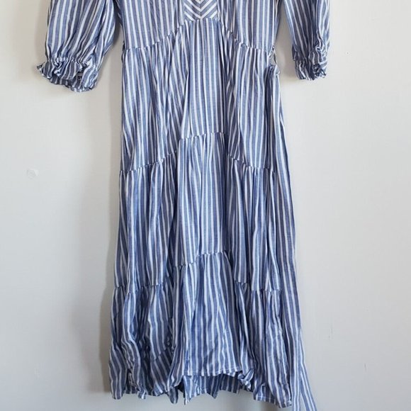XS Blue Striped Bohemian Nautical Monteau Los Angeles Dress - Picture 2 of 7